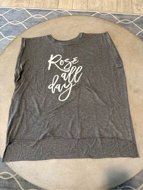 Katydid Gray Tank with White "Rosé All Day" Script